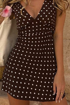 Polka Dot Color-Block V-Neck Bodycon Mini Dress