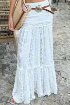 Lace Ruched A-Line Skirt