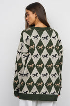 Long Sleeve Colorblock Knit Sweater