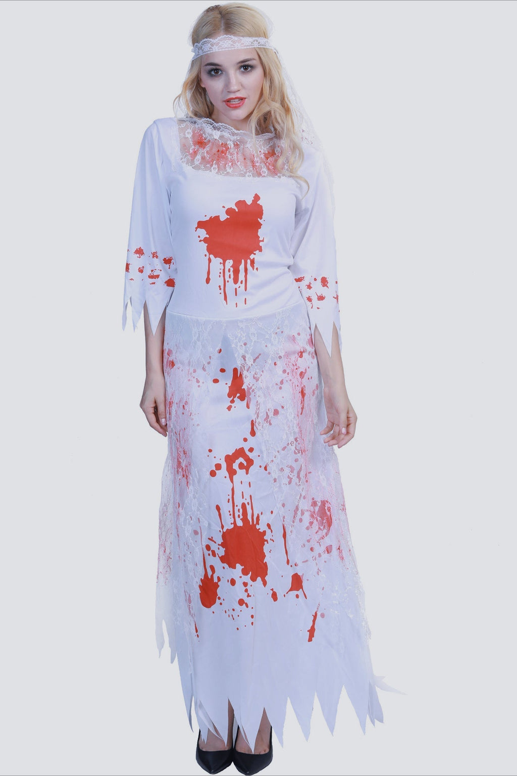 Halloween Blood Stained Bride Costume Maxi Dress