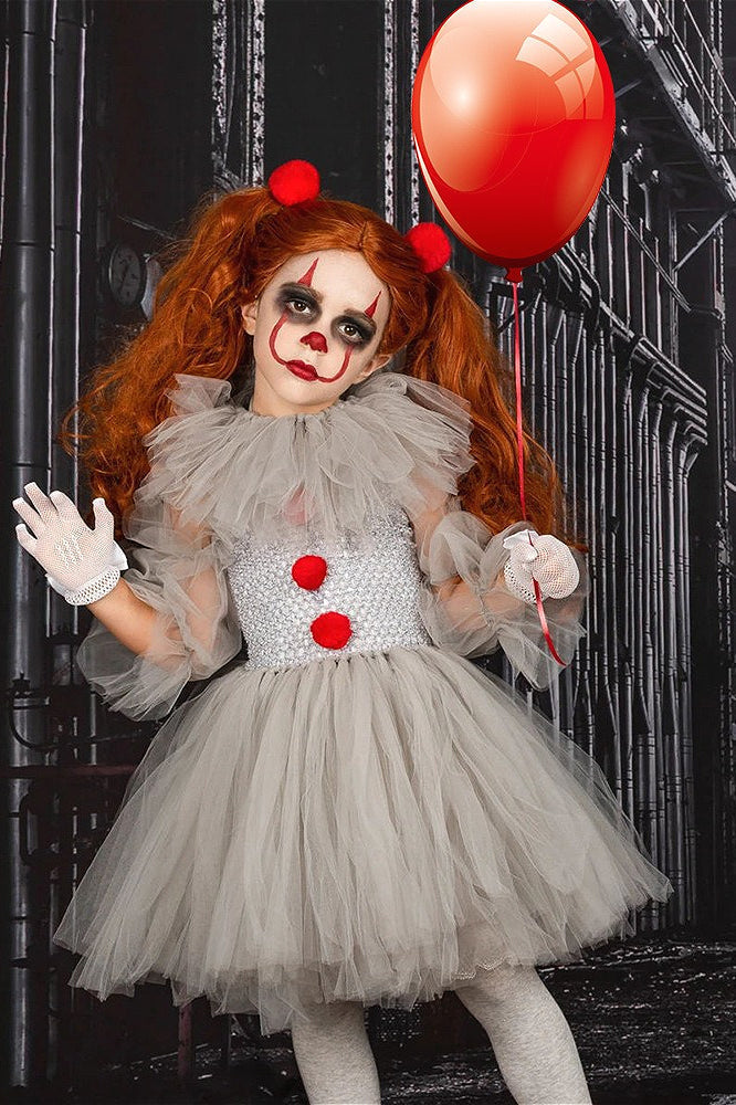 Scary Clown Tutu Dress Kid Halloween Costume