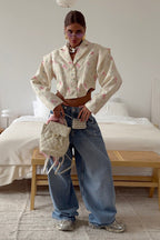 Floral Print Long Sleeve Blazer Coat