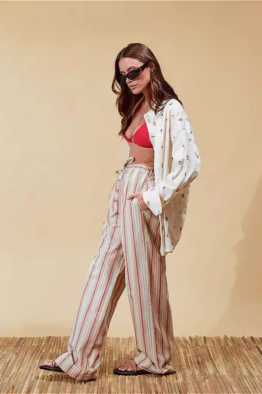 Loose Fit Striped Casual Pants