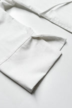 White Long Sleeve Tie Front Linen Blouse