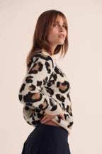 Retro Colorblock Leopard Cardigan