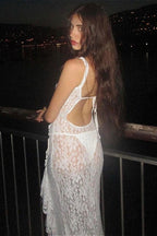 Strappy Lace Backless Maxi Boho Dress