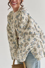 Vintage Floral Print Quilted Coat