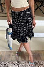 Contrast Polka Dot Fishtail Skirt