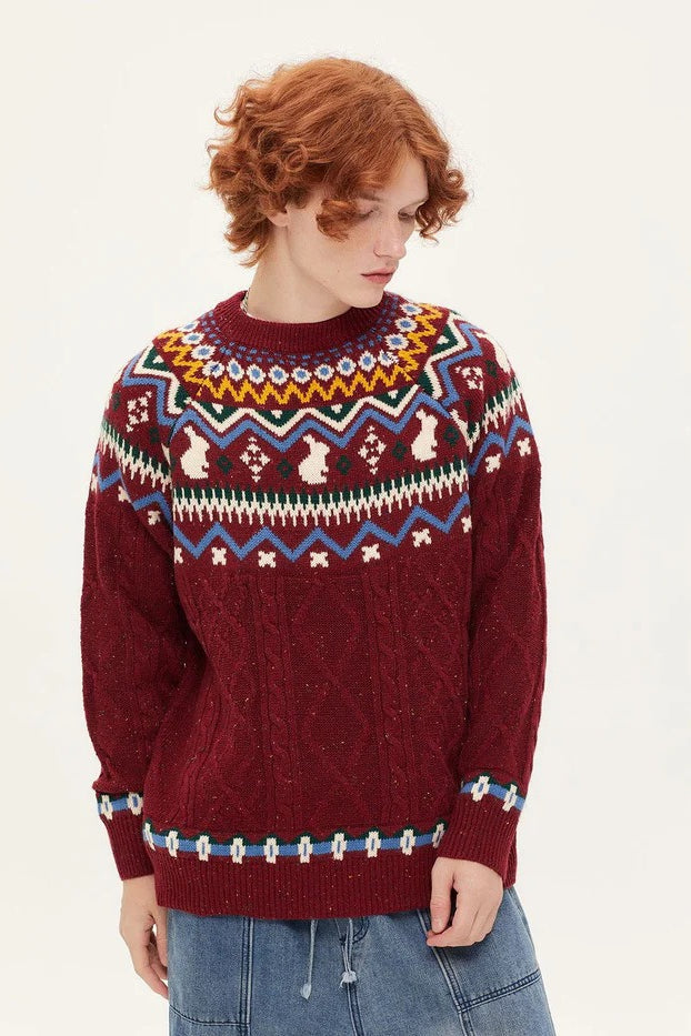 Vintage Crew Neck Knitted Sweater