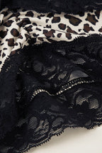 Trendy Asymmetrical Lace Leopard Print Blouse