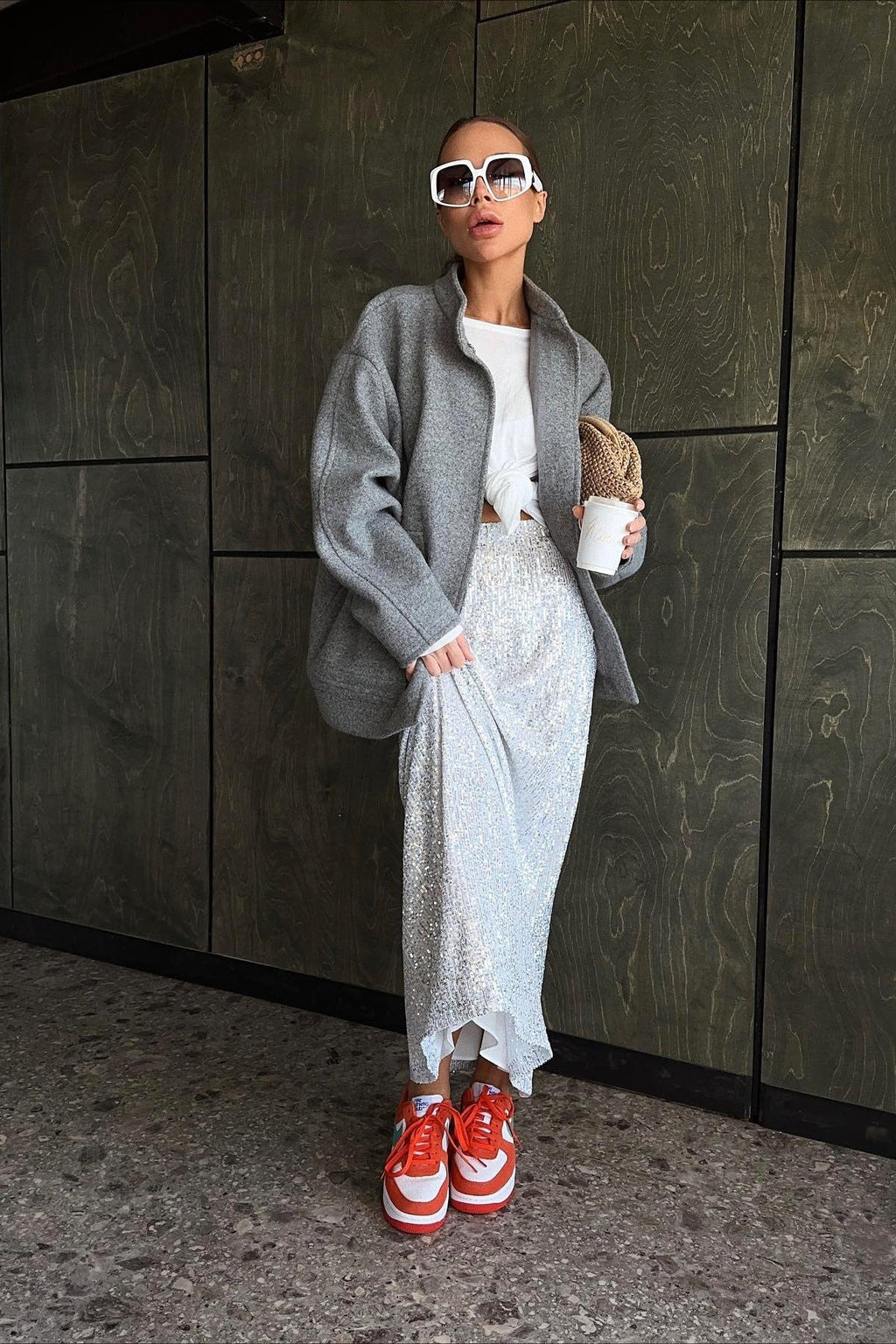 Stand Collar Wool Blend Coat