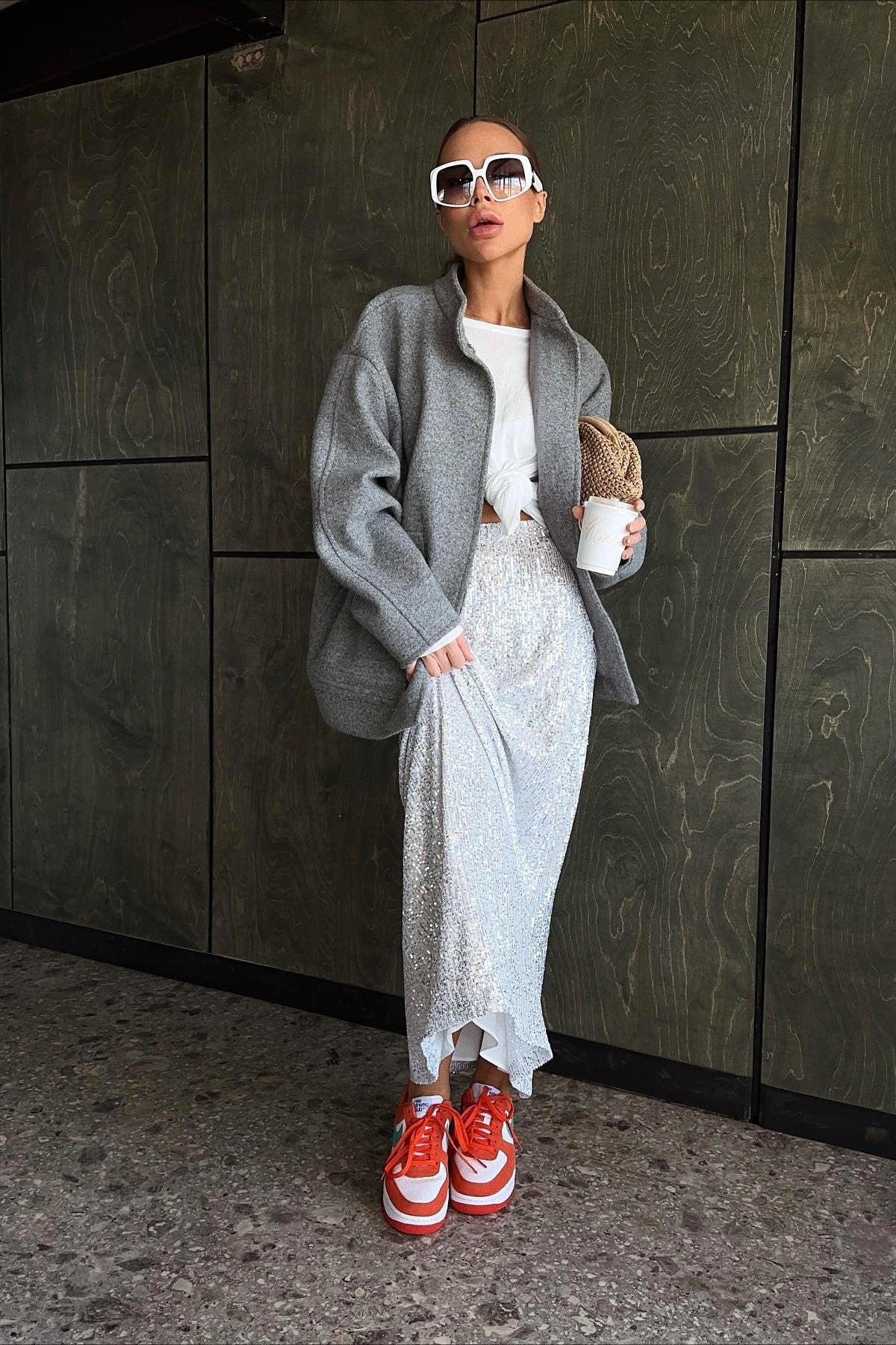 Stand Collar Wool Blend Coat