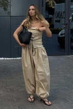 Cotton Lantern Wide Leg Pants