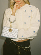 Floral Embroidered Cardigan Sweater