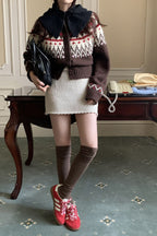 Thick Fair Isle Jacquard Cardigan Sweater