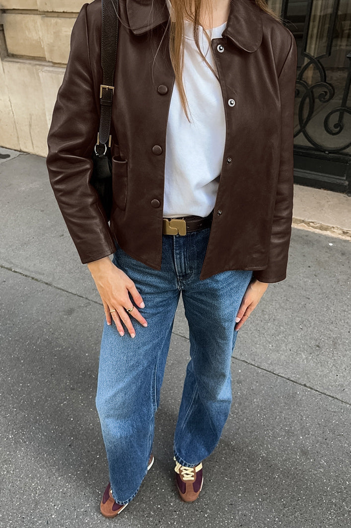 Classic Brown PU Crop Coat