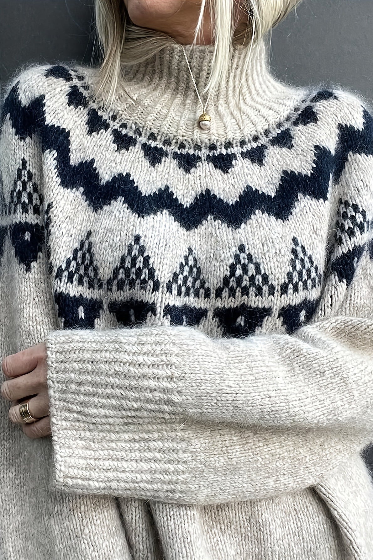 Vintage Loose Fit Jacquard Knit Sweater