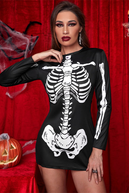Sexy Skeleton Party Bodycon Mini Dress