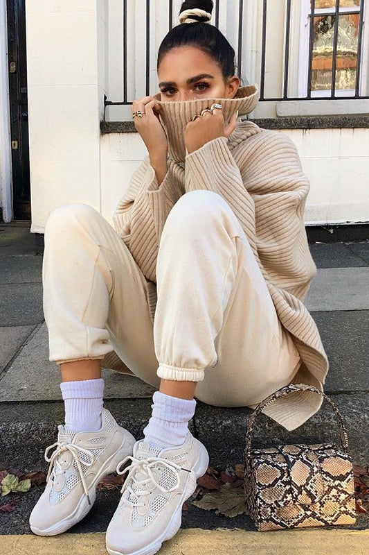 High Neck Loose Knit Sweater