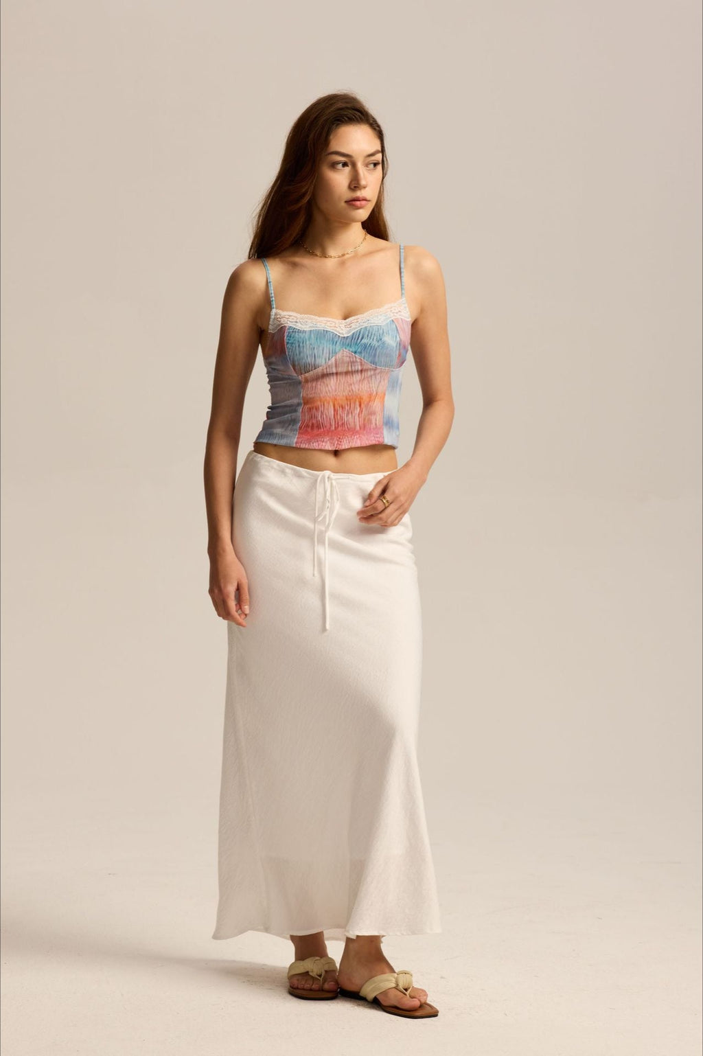 Drawstring High Waist Bodycon Midi Skirt