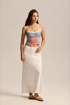 Drawstring High Waist Bodycon Midi Skirt