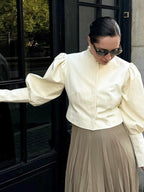 Stand Collar Puff Sleeve Blouse