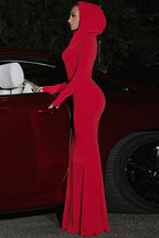 Stylish Hooded Long Sleeve Bodycon Dress