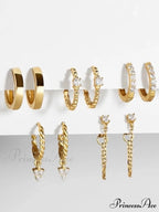 5pairs Rhinestone Decor Earrings