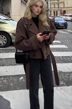 Wide Lapel Wool Blend Coat