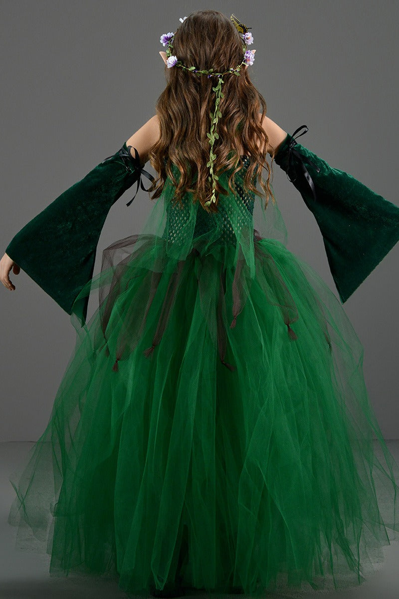 Green Elf Dress Kid Halloween Costume
