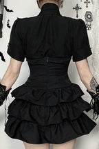 Gothic Short Sleeve Fitted Blouse