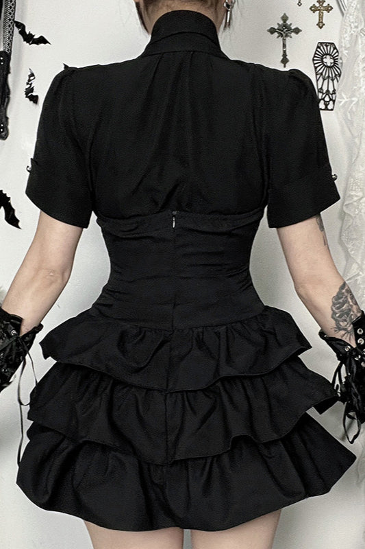 Gothic Short Sleeve Fitted Blouse