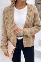 Ribbed Solid Color Long Sleeve Knit Cardigan