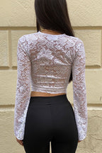 Vintage Sheer Lace Long Sleeve Blouse