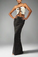 Slim Fit Polka Dot Midi Skirt