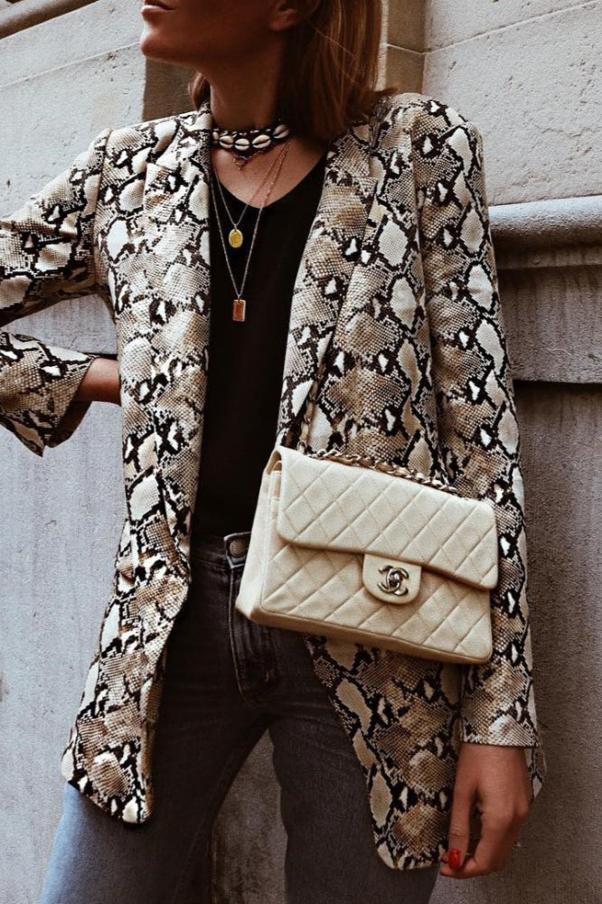 Snake Skin Print Slim Blazer Coat