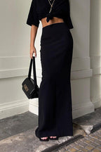 Slim Fit Black Long Pencil Skirt