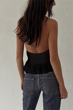 Halter Studded Deep V Knit Top