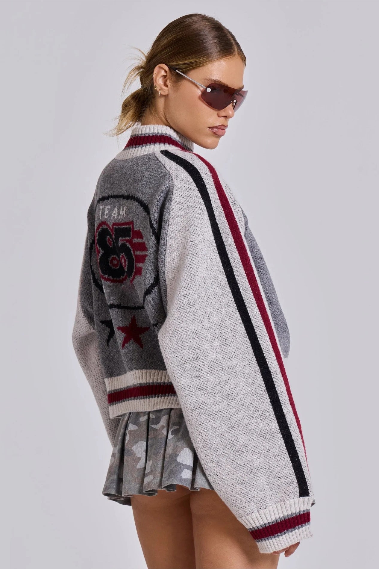 Vintage Letter Knit Cardigan Sweater