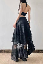 Gothic Lace Ruffled Mermaid Skirt