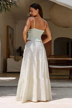 Elegant Jacquard Waist-Cinching Side Slit Skirt