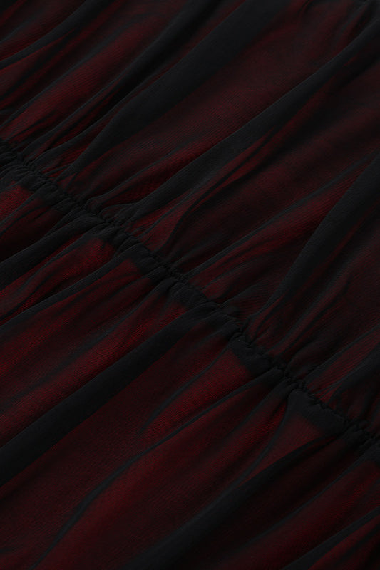 Sexy Mesh Ruched Bodycon Sleeveless Maxi Dress