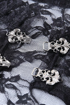 High Neck Flared Sleeve Lace Knit Top