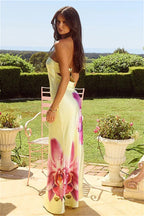 Strapless Backless Maxi Floral Dress