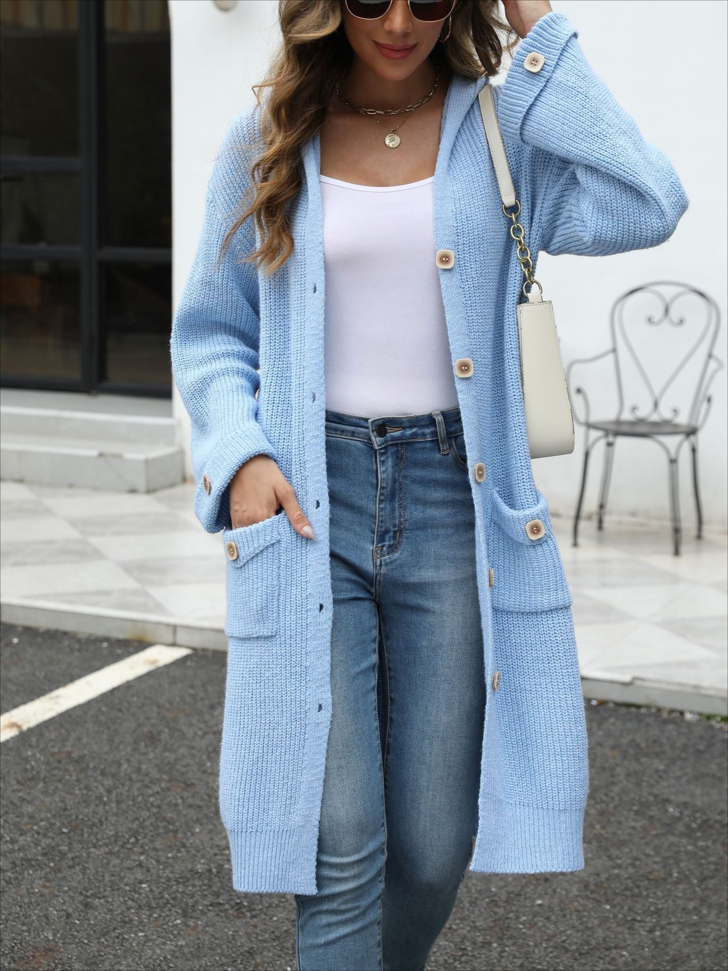 V-Neck Loose Knit Cardigan