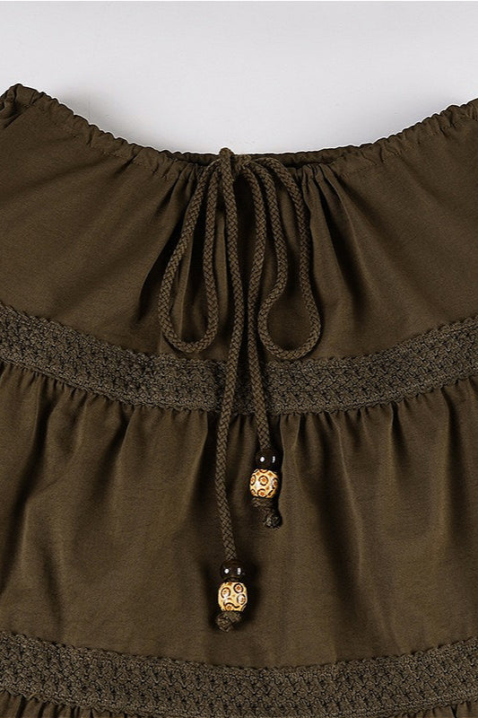 Vintage Brown Pleated A-Line Skirt