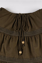 Vintage Brown Pleated A-Line Skirt