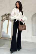 Vintage Satin Lantern Sleeve Blouse