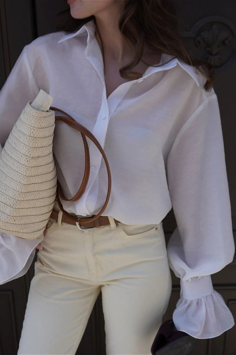 Tencel Button Up Long Sleeve Blouse