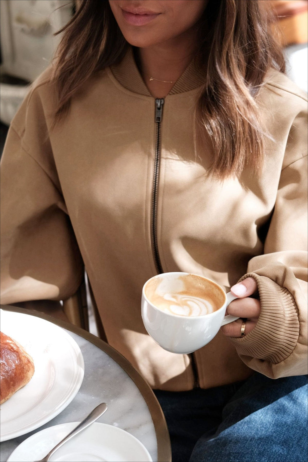 Oversized Faux Suede Bomber Jacket